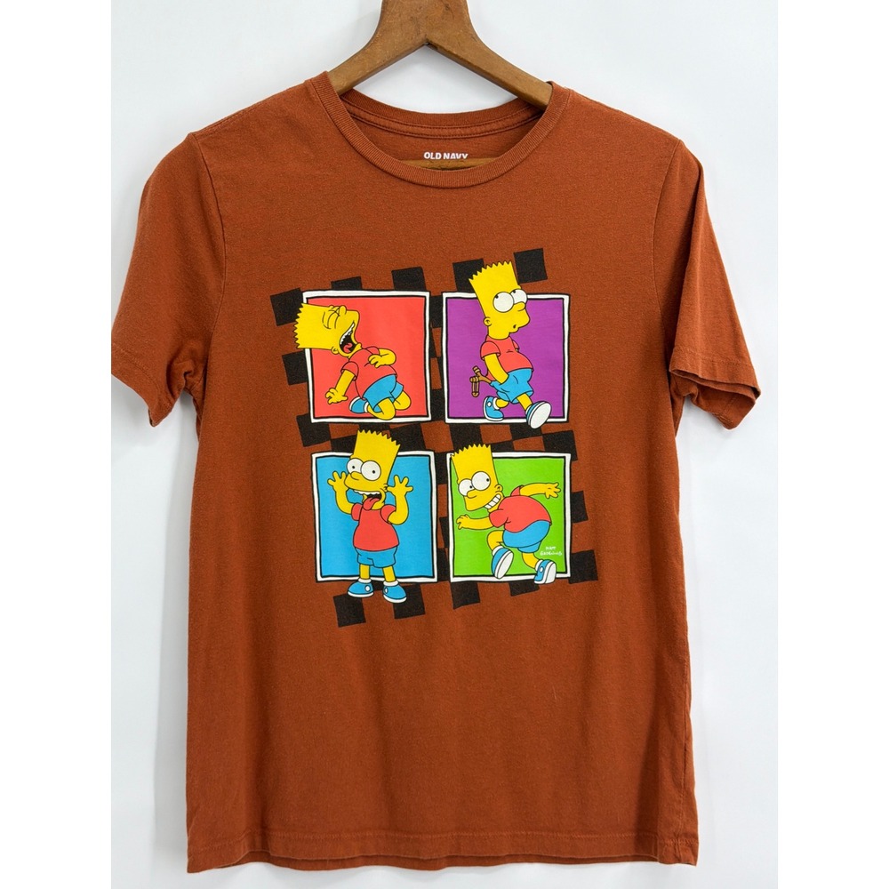 Old Navy The Simpsons Bart Simpson Graphic Tee Rust‎ Orange Boys XL 14-16 Shirt